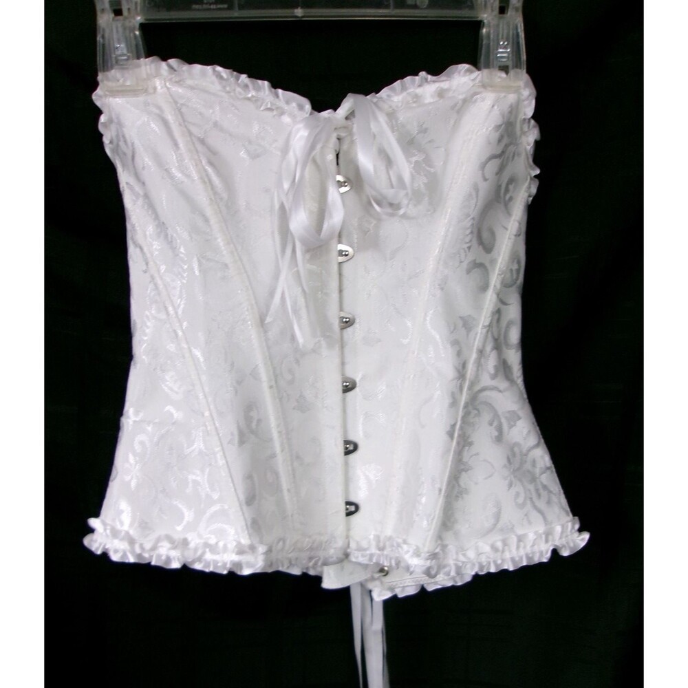 White Corset Lace Up Scalloped Hem Bustier Top Size Large